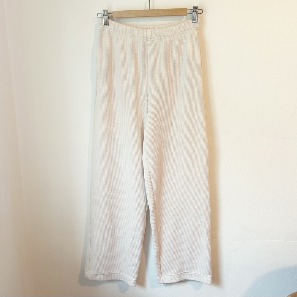 Oak + Fort Oatmeal Rib-knit Pant Relaxed Fit Pockets - Sz Small